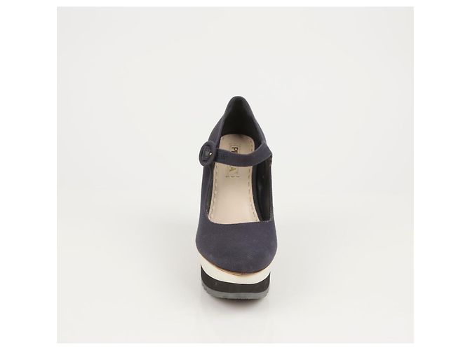 Prada Décolleté con plateau e cinturino Blu - vista 4