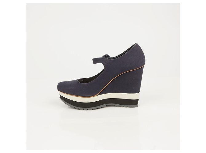 Prada Décolleté con plateau e cinturino Blu - vista 5