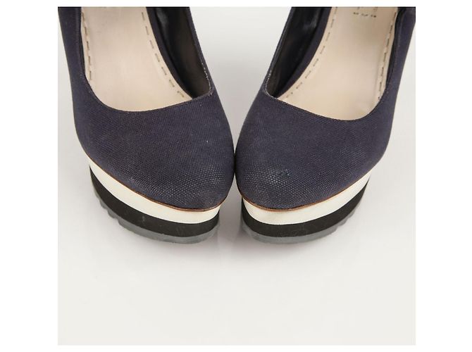 Prada Décolleté con plateau e cinturino Blu - vista 7