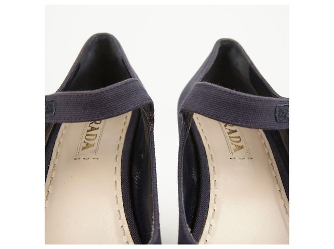 Prada Décolleté con plateau e cinturino Blu - vista 8
