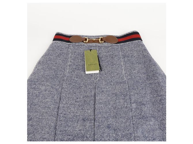 Gucci Falda plisada con hebilla Horsbit Azul - vista 3