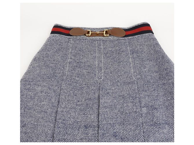 Gucci Falda plisada con hebilla Horsbit Azul - vista 4