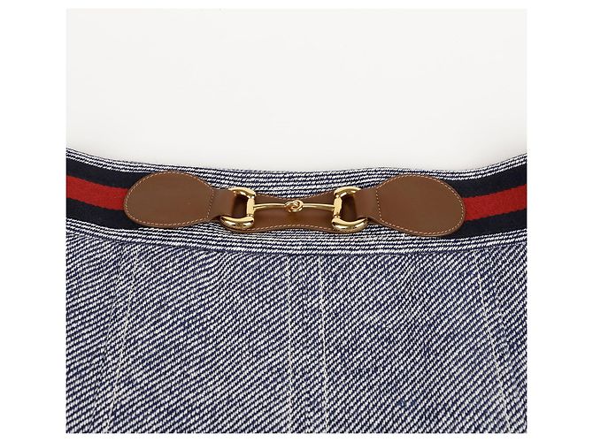 Gucci Falda plisada con hebilla Horsbit Azul - vista 5