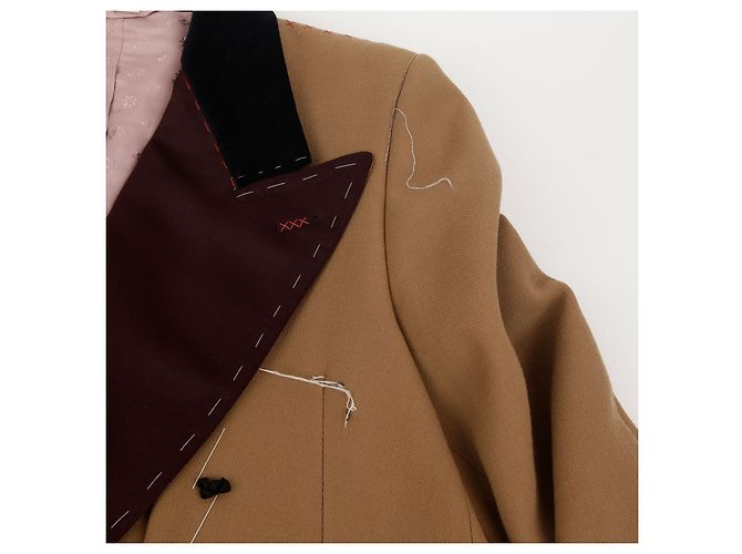 Gucci Asymmetric Stitch Coat Size Brown - view 8