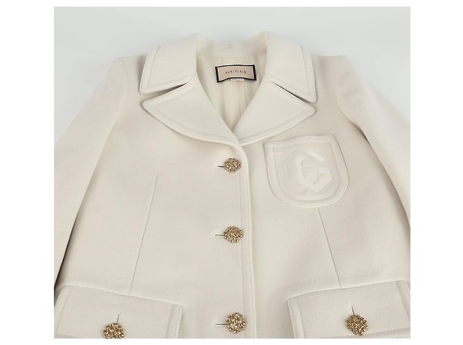 Gucci Abrigo Doble Bordado Blanco - vista 3