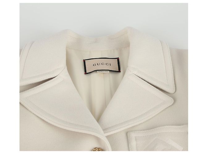 Gucci Abrigo Doble Bordado Blanco - vista 4