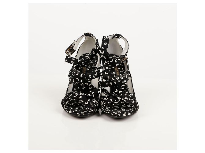 Louis Vuitton Sandali con zeppa e cinturino alla caviglia stampati taglia Nero - vista 3