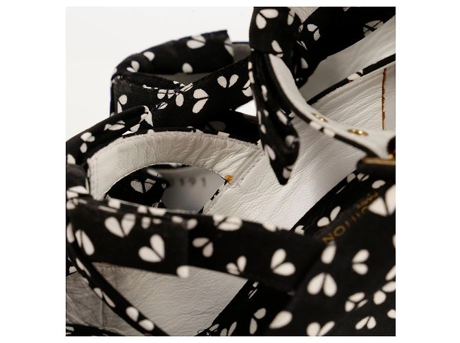 Louis Vuitton Sandali con zeppa e cinturino alla caviglia stampati taglia Nero - vista 5