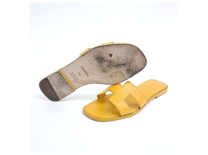 Sandali Hermès Oran in pelle giallo - vista 4