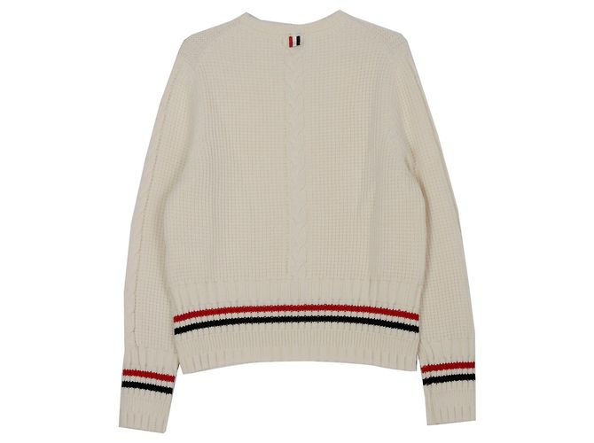 Thom Browne Cable Stitch Wool Knit Ivory White - view 2