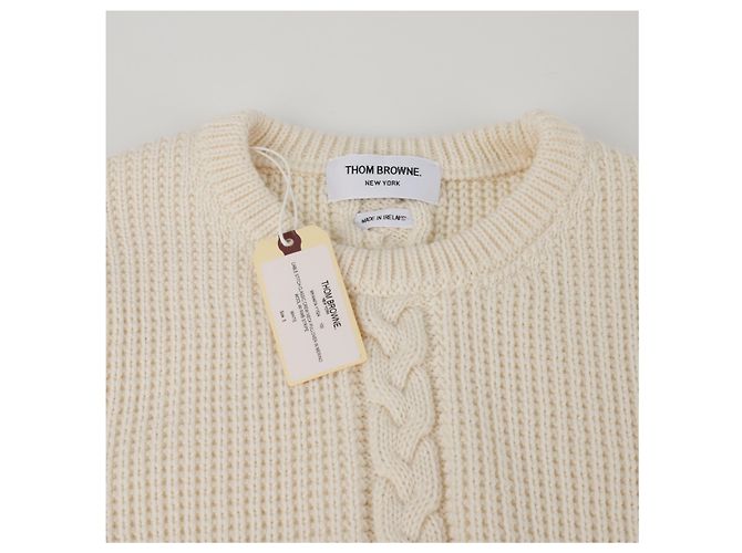 Thom Browne Cable Stitch Wool Knit Ivory White - view 3