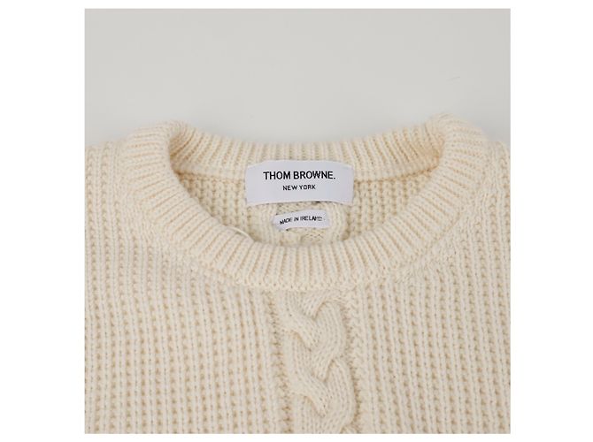 Thom Browne Cable Stitch Wool Knit Ivory White - view 4