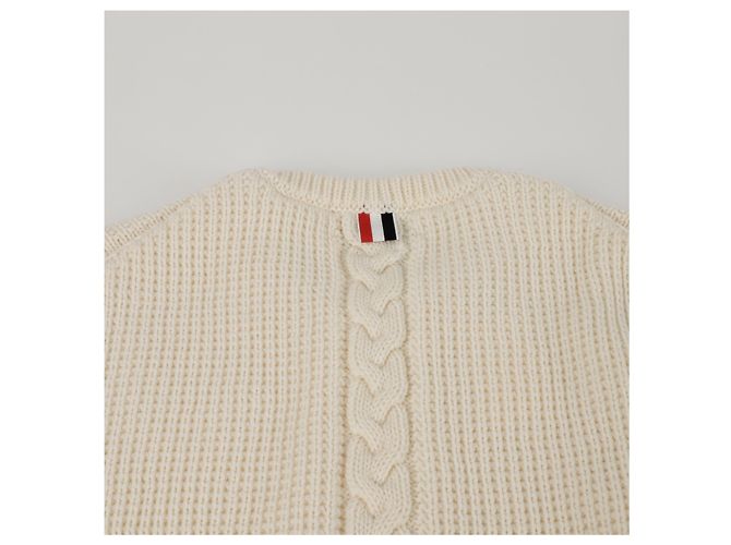 Thom Browne Cable Stitch Wool Knit Ivory White - view 9
