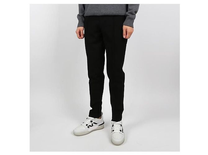 Prada Pantaloni Slim Fit in Gabardine Nero - vista 10