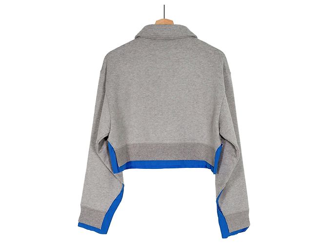 Miu Miu Polo Sweatshirt mit Geschichtetem Kragen Grau Braun - Ansicht 4