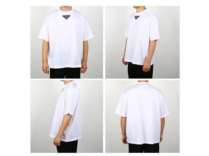 Prada T-Shirt mit Logo-Patch und kurzen Ärmeln Weiß - Ansicht 2