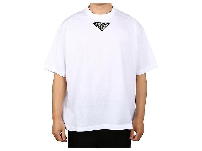 Prada T-Shirt mit Logo-Patch und kurzen Ärmeln Weiß - Ansicht 6