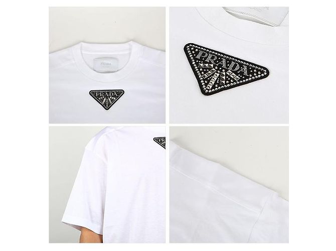 Prada T-Shirt mit Logo-Patch und kurzen Ärmeln Weiß - Ansicht 8