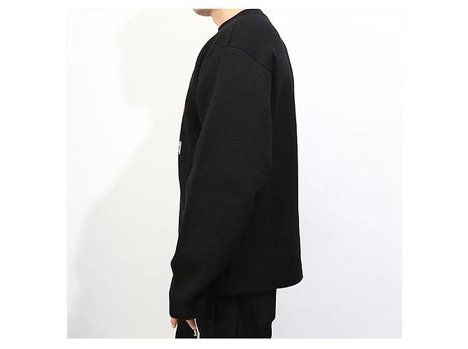 Balenciaga Pull en maille à col rond avec logo Noir - vue 3