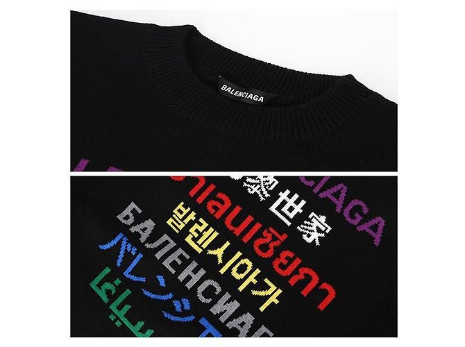 Balenciaga Pull en maille à col rond avec logo Noir - vue 5