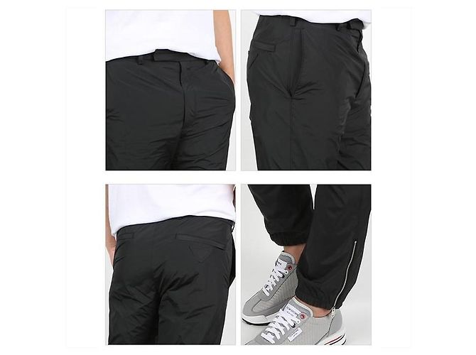 Prada Logo Zipper Cuff Pants Black - view 3