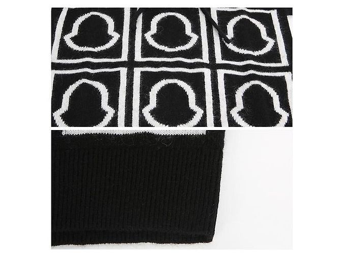 Moncler Logo Strick-Hoodie Schwarz - Ansicht 4