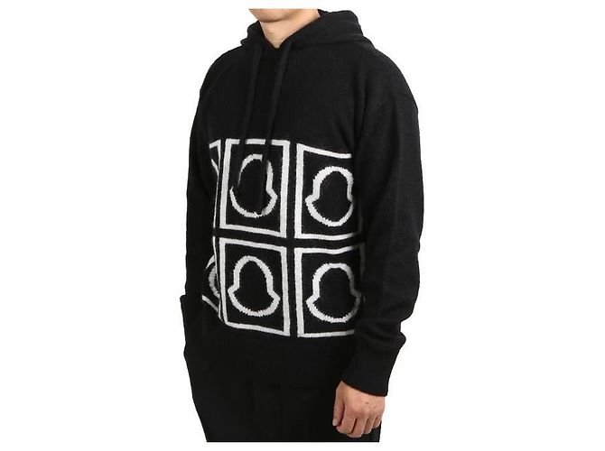 Moncler Logo Strick-Hoodie Schwarz - Ansicht 7