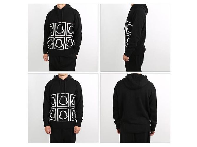 Moncler Logo Strick-Hoodie Schwarz - Ansicht 8