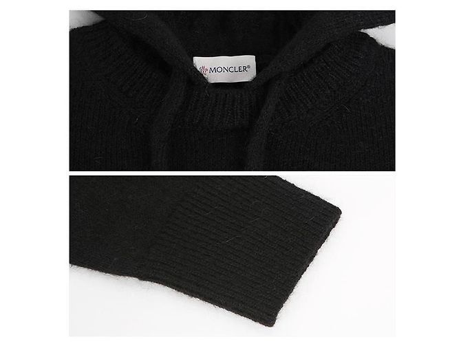 Moncler Logo Strick-Hoodie Schwarz - Ansicht 9