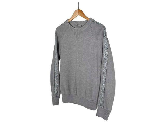Dior Men's Oblique Jacquard Insert Sideline Knit Grey Brown - view 2