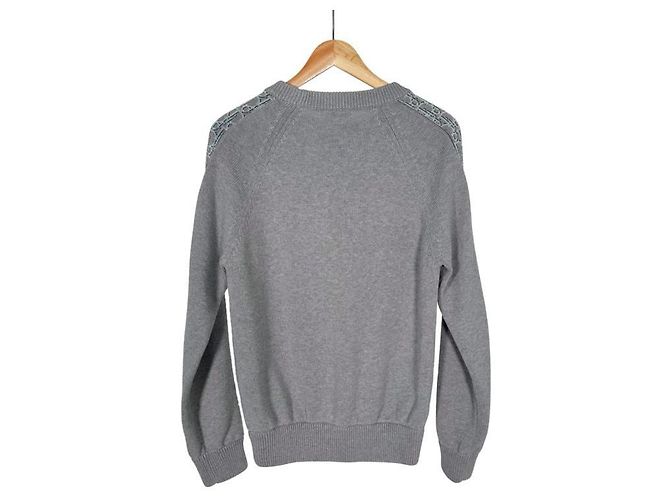Dior Men's Oblique Jacquard Insert Sideline Knit Grey Brown - view 4