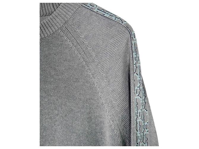 Dior Men's Oblique Jacquard Insert Sideline Knit Grey Brown - view 5