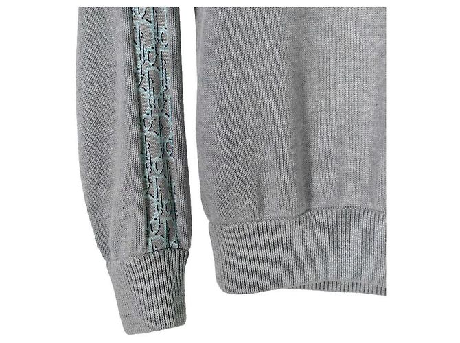 Dior Men's Oblique Jacquard Insert Sideline Knit Grey Brown - view 6