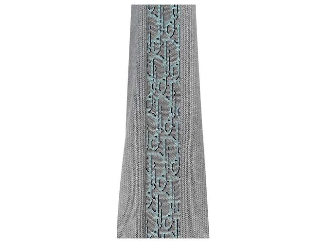 Dior Men's Oblique Jacquard Insert Sideline Knit Grey Brown - view 7