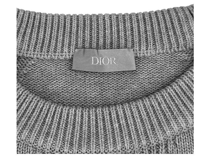 Dior Men's Oblique Jacquard Insert Sideline Knit Grey Brown - view 8