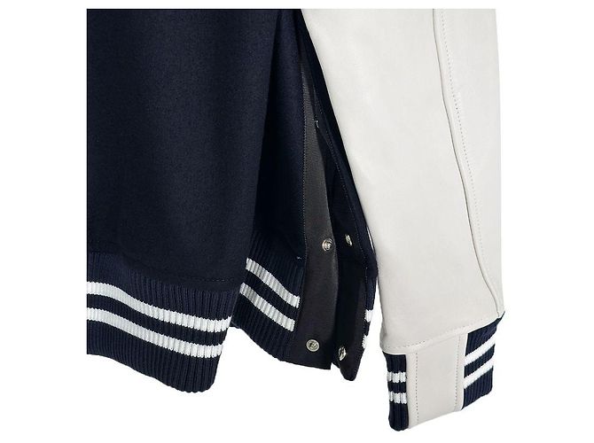 Sacai Wool Teddy Bomber Varsity Jacket Navy Blue - view 9
