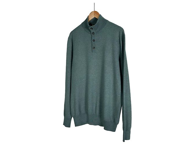 Loro Piana Herren T-Shirt aus Seiden-Kaschmir mit halbem Reißverschluss - Ansicht 2