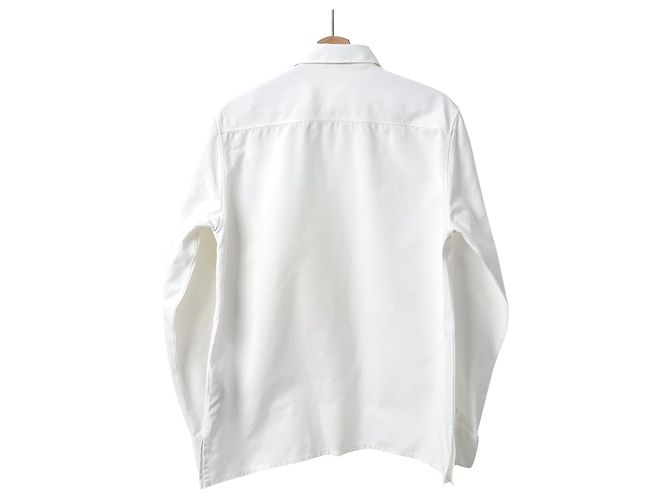 DIOR Sacai Giacca Camicia Oversize in Cotone con Tasca Monogram per Uomo Bianca Bianco - vista 3