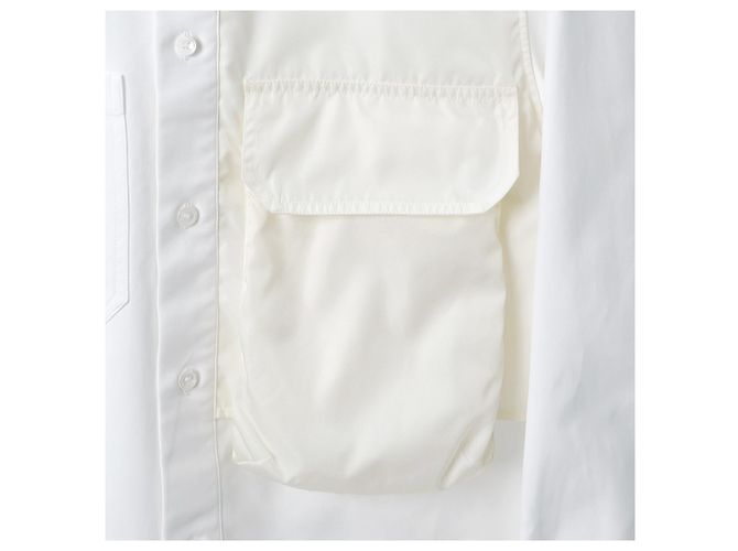 DIOR Sacai Giacca Camicia Oversize in Cotone con Tasca Monogram per Uomo Bianca Bianco - vista 5