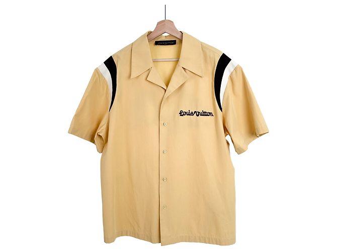 Louis Vuitton Camicia da bowling in cotone a maniche corte ricamata con cane Viar per uomo di lusso Giallo - vista 2