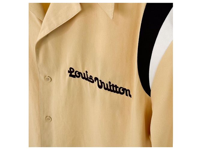 Louis Vuitton Camicia da bowling in cotone a maniche corte ricamata con cane Viar per uomo di lusso Giallo - vista 4