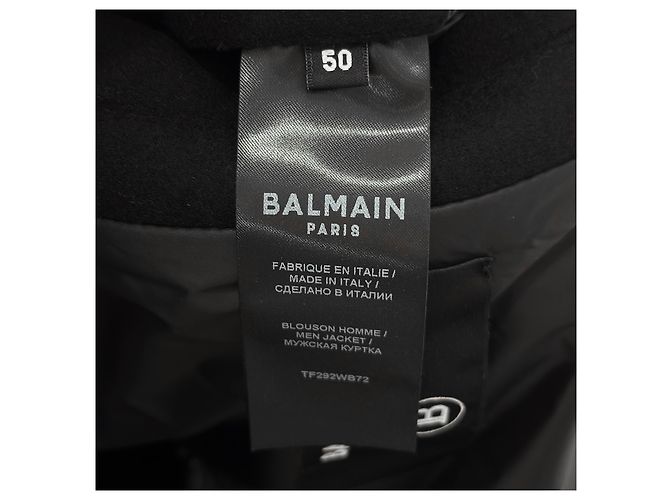 Balmain Giacca Blouson Varsity in Lana e Pelle per Uomo Nero - vista 10