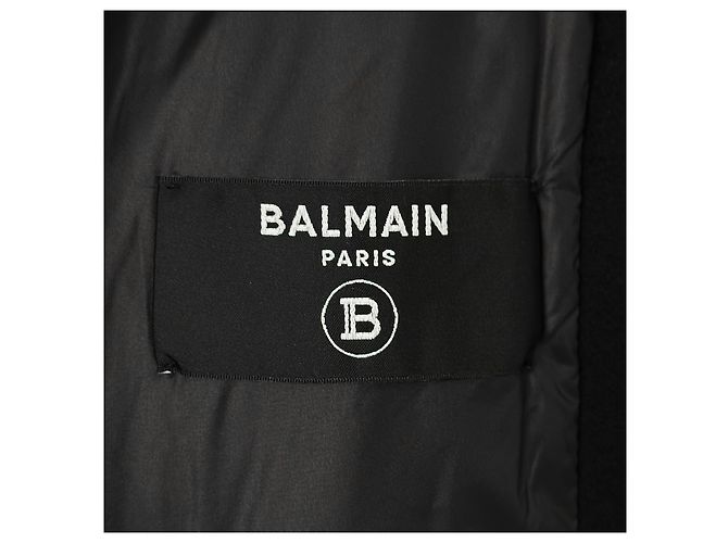 Balmain Giacca Blouson Varsity in Lana e Pelle per Uomo Nero - vista 9