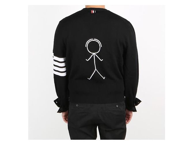 Thom Browne Diagonalband-Stickman-Cardigan Schwarz - Ansicht 12