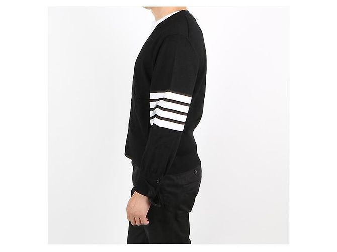 Thom Browne Diagonalband-Stickman-Cardigan Schwarz - Ansicht 3