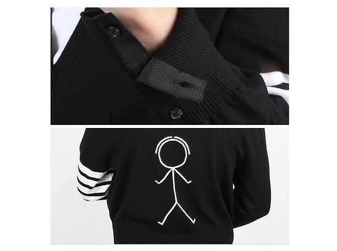 Thom Browne Diagonalband-Stickman-Cardigan Schwarz - Ansicht 6