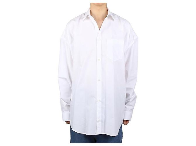 Balenciaga Camicia in Popeline Oversize Bianco - vista 6