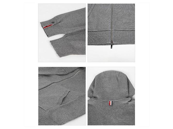 Thom Browne Felpa con cappuccio e zip Marrone - vista 11