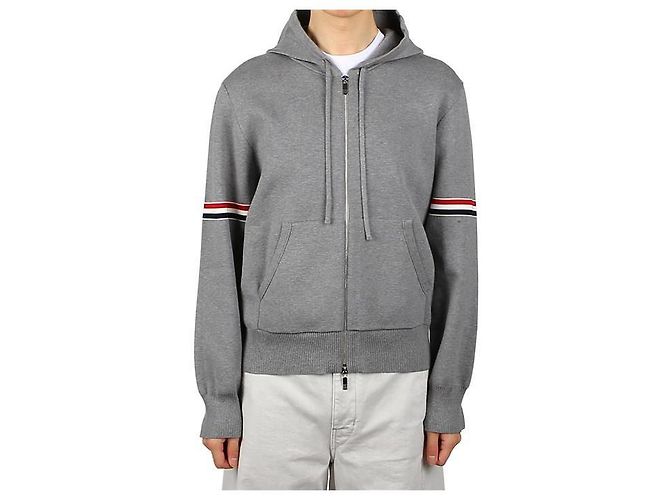 Thom Browne Felpa con cappuccio e zip Marrone - vista 7