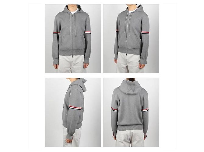 Thom Browne Felpa con cappuccio e zip Marrone - vista 8